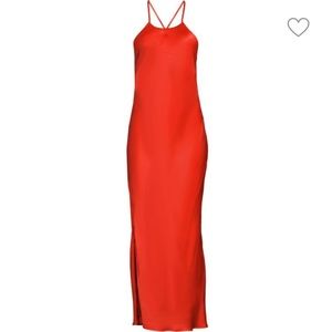 Red Bardot backless dress